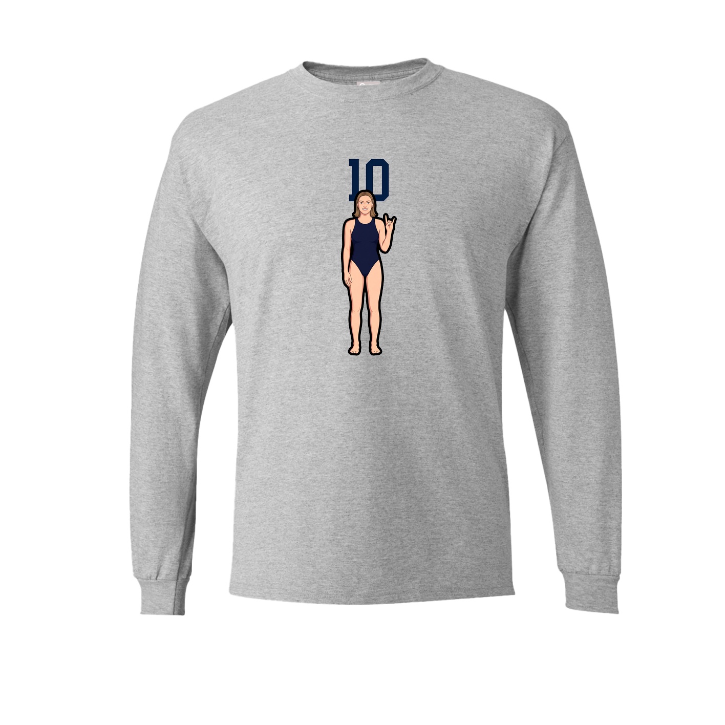 Long Sleeve Tee — Number Top in Grey