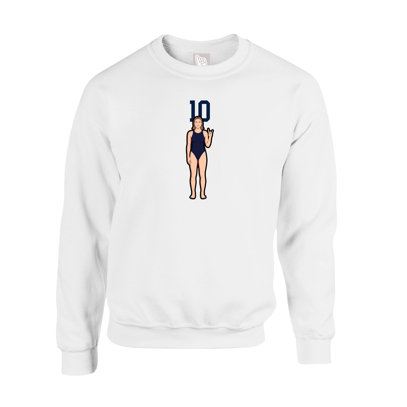 Fleece Crew — Number Top in White