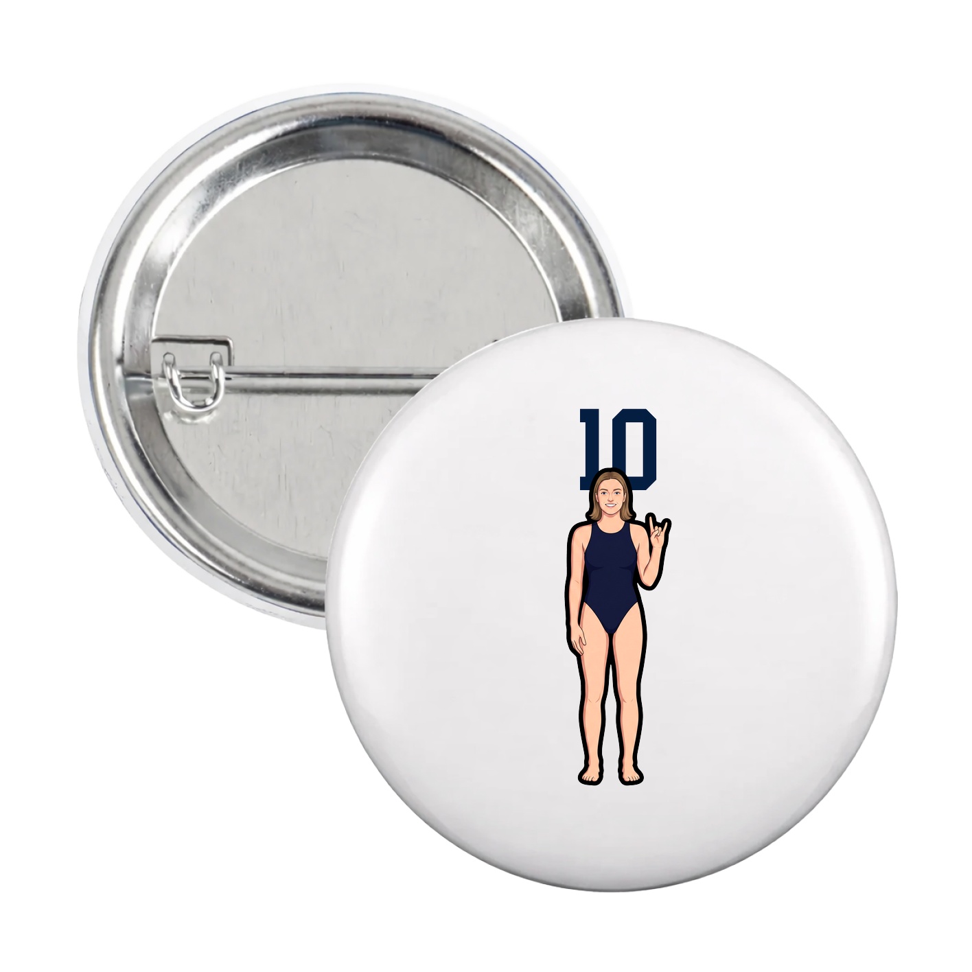 Game Day Button — Number Top in White