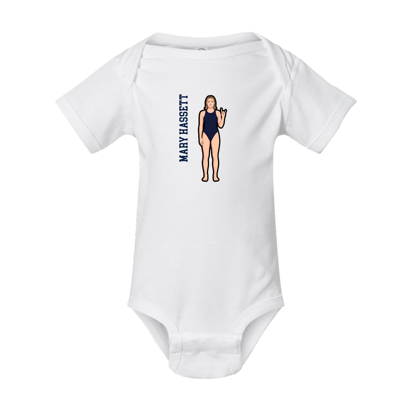 Baby Onesie — Name Vertical in White
