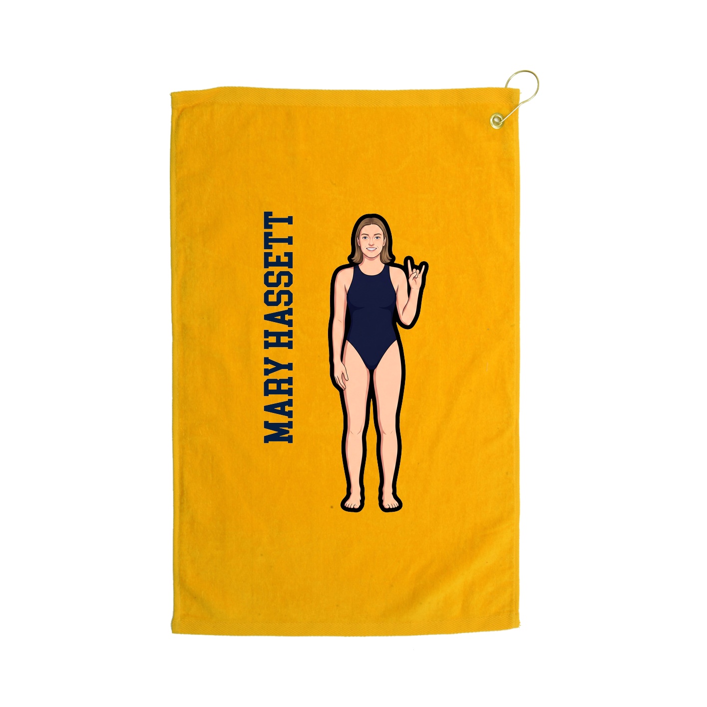 Golf Towel — Name Vertical in Gold
