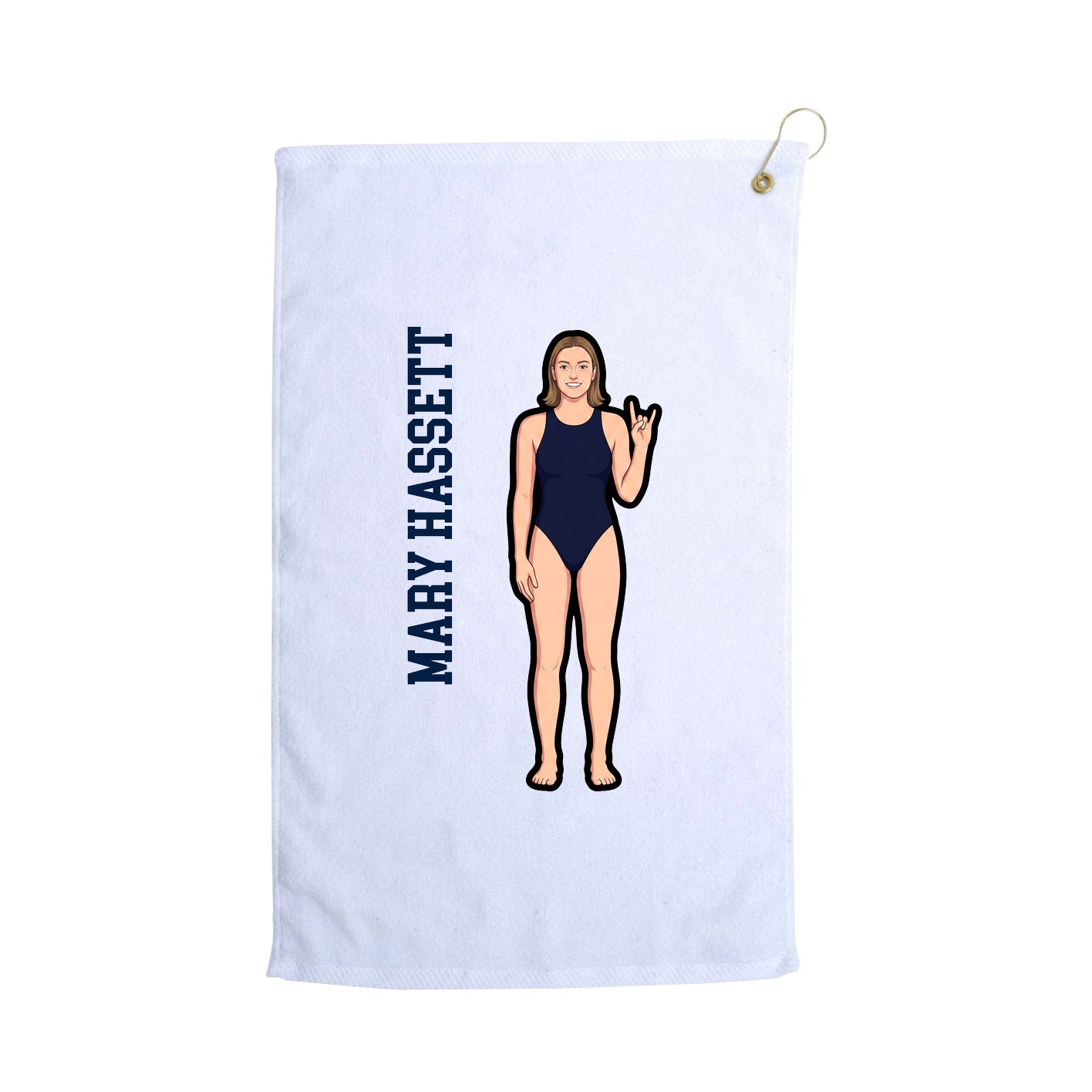Golf Towel — Name Vertical in White