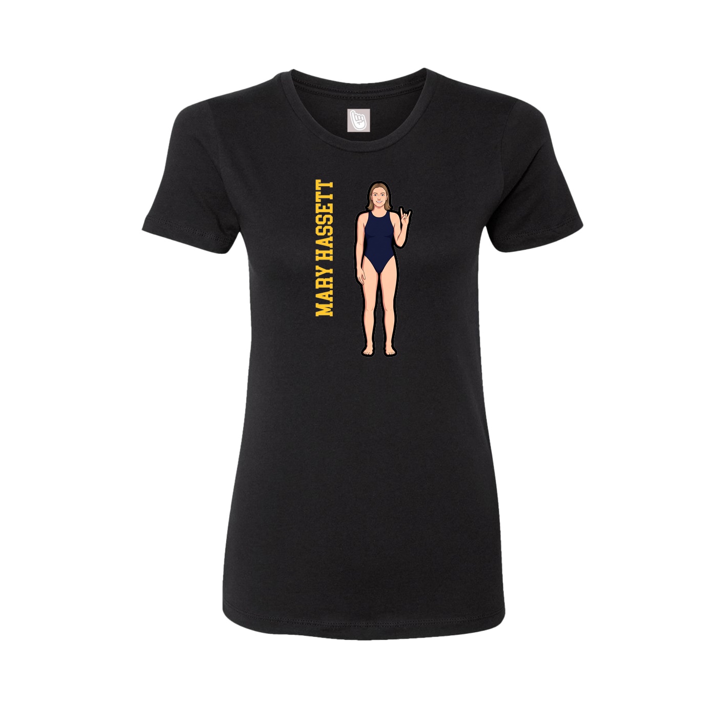 Womens Tee — Name Vertical in Black
