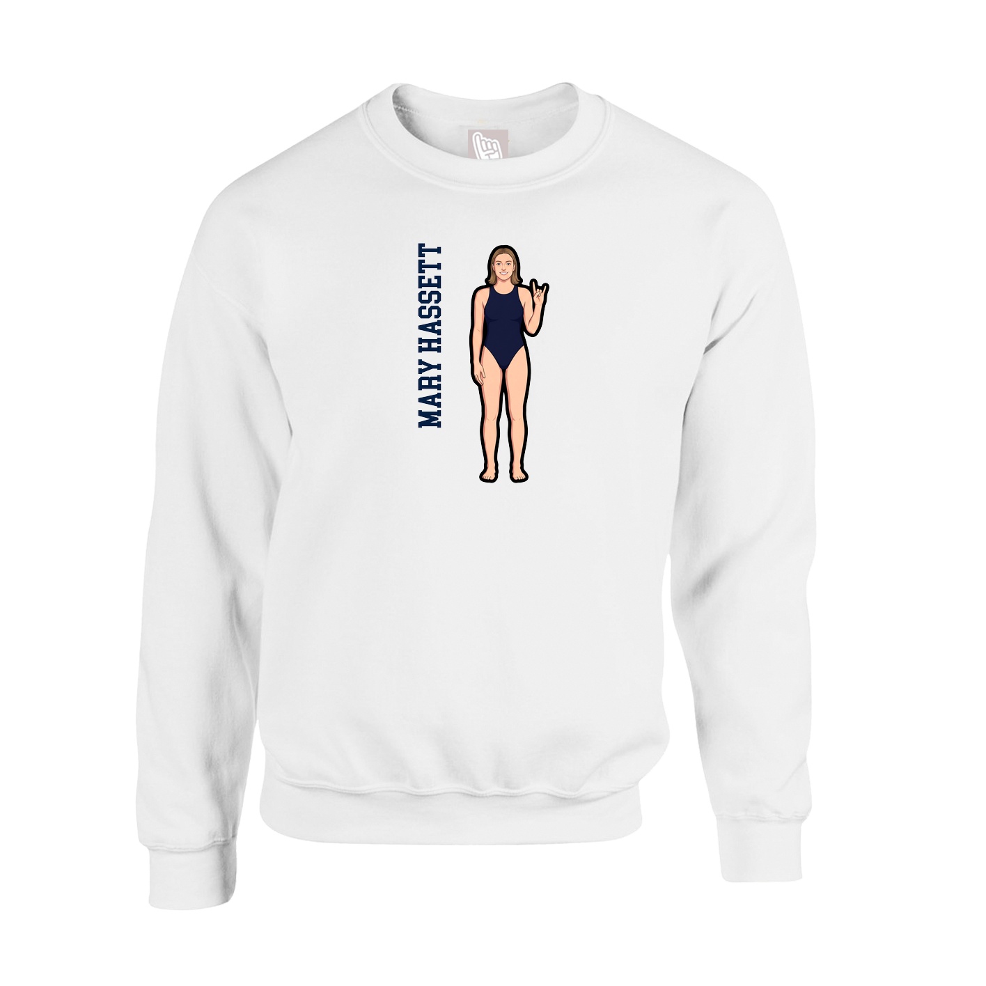 Fleece Crew — Name Vertical in White