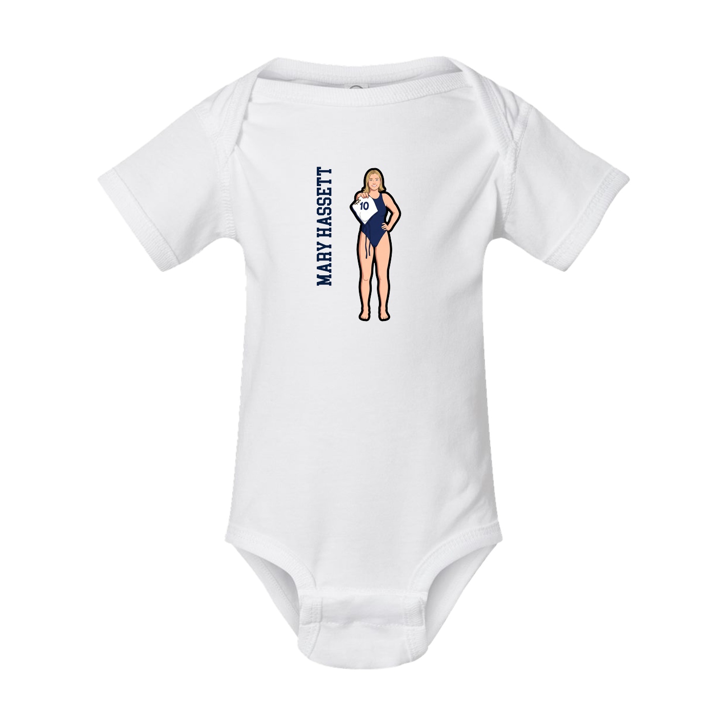 Baby Onesie — Name Vertical in White