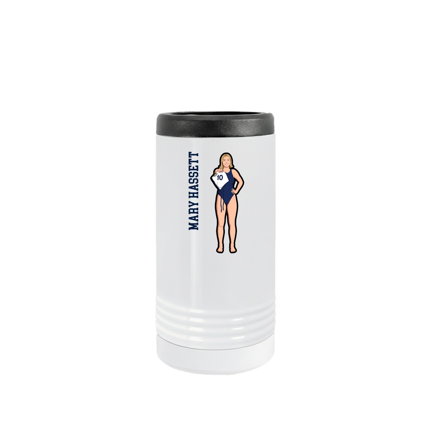 Slim Beverage Holder — Name Vertical in White