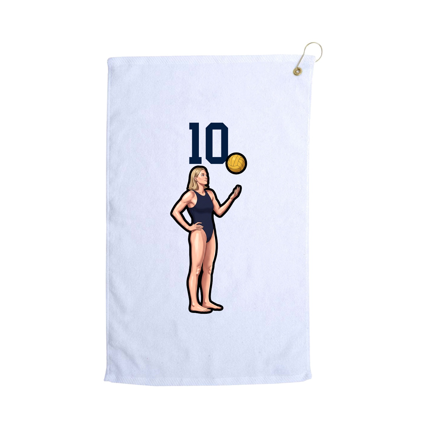 Golf Towel — Number Top in White