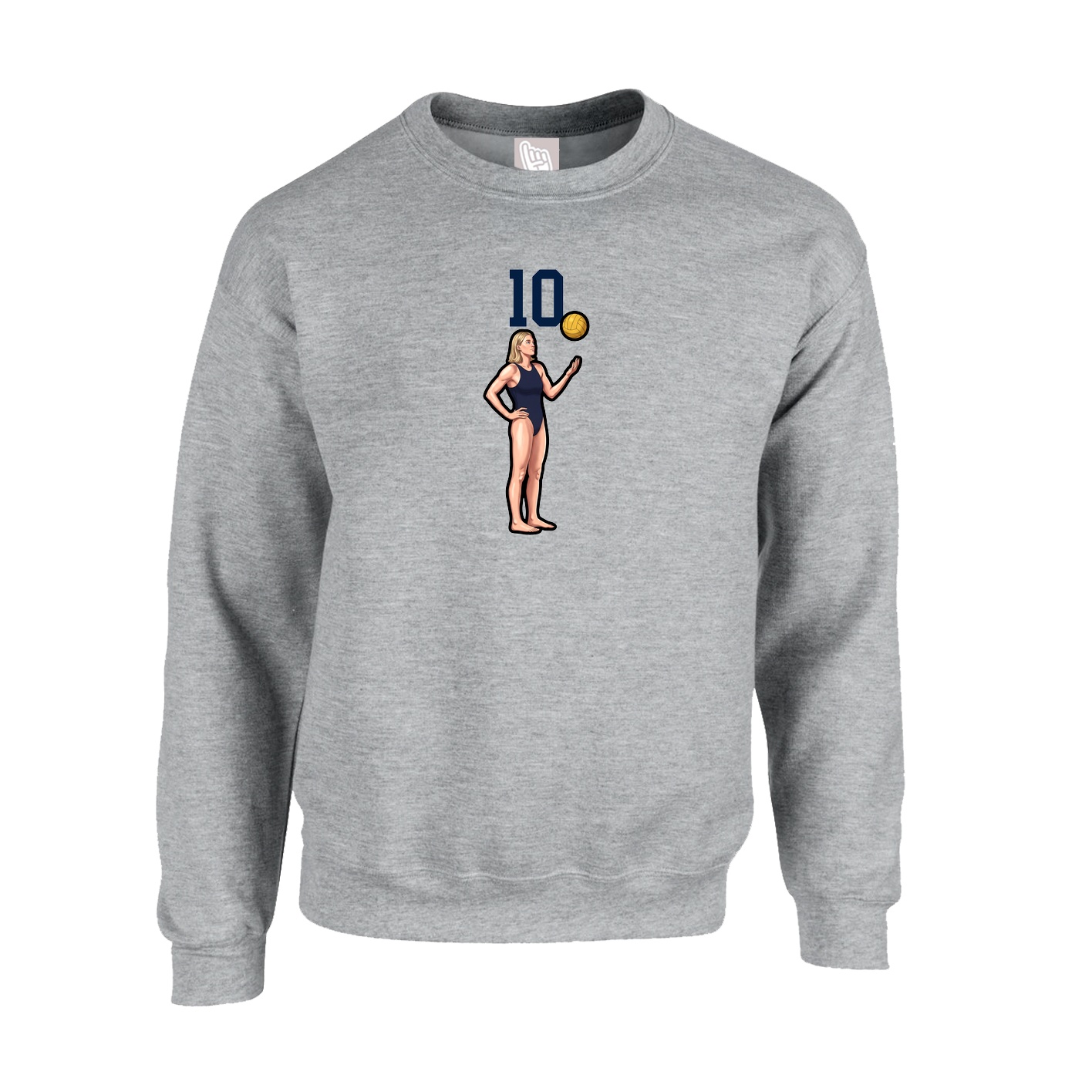 Fleece Crew — Number Top in Grey