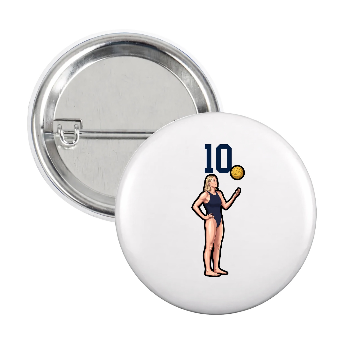 Game Day Button — Number Top in White