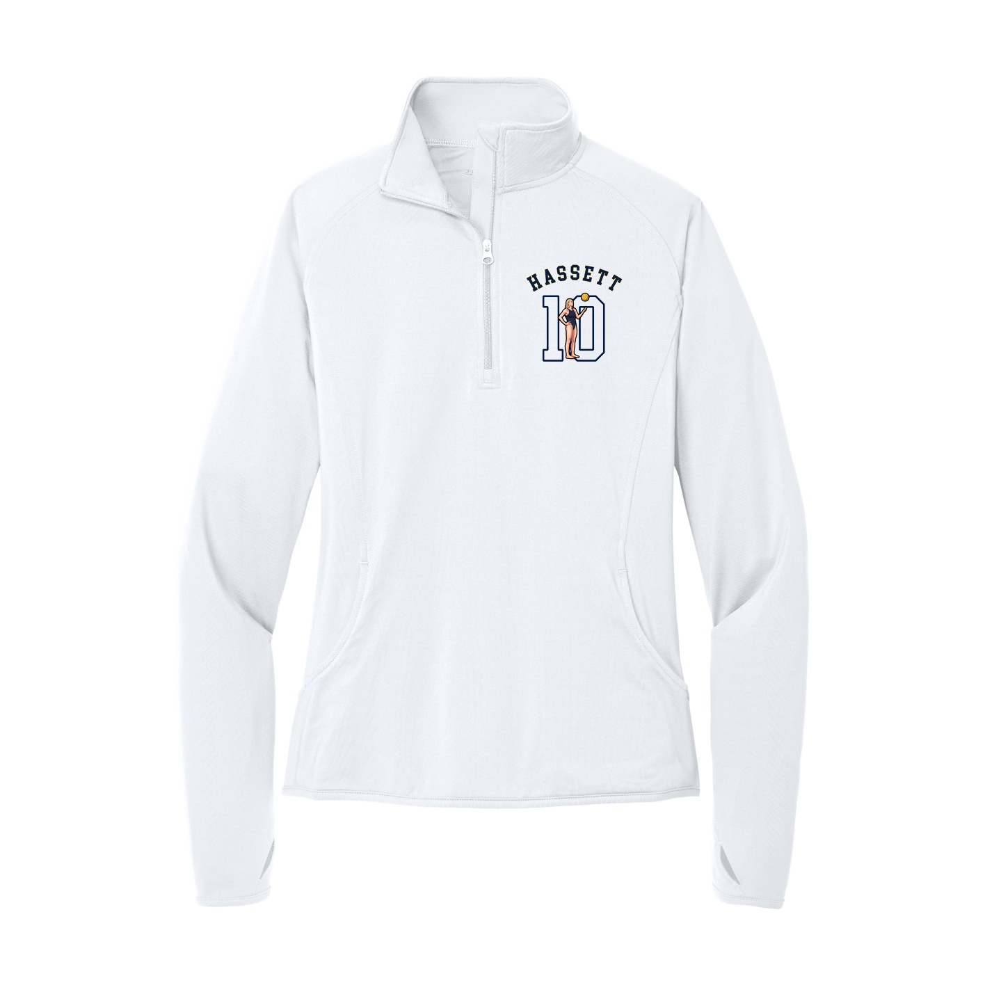 Women's Q-Zip Pullover — Shirsey Arch in White