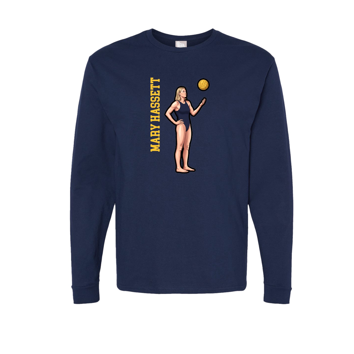 Long Sleeve Tee — Name Vertical in Navy