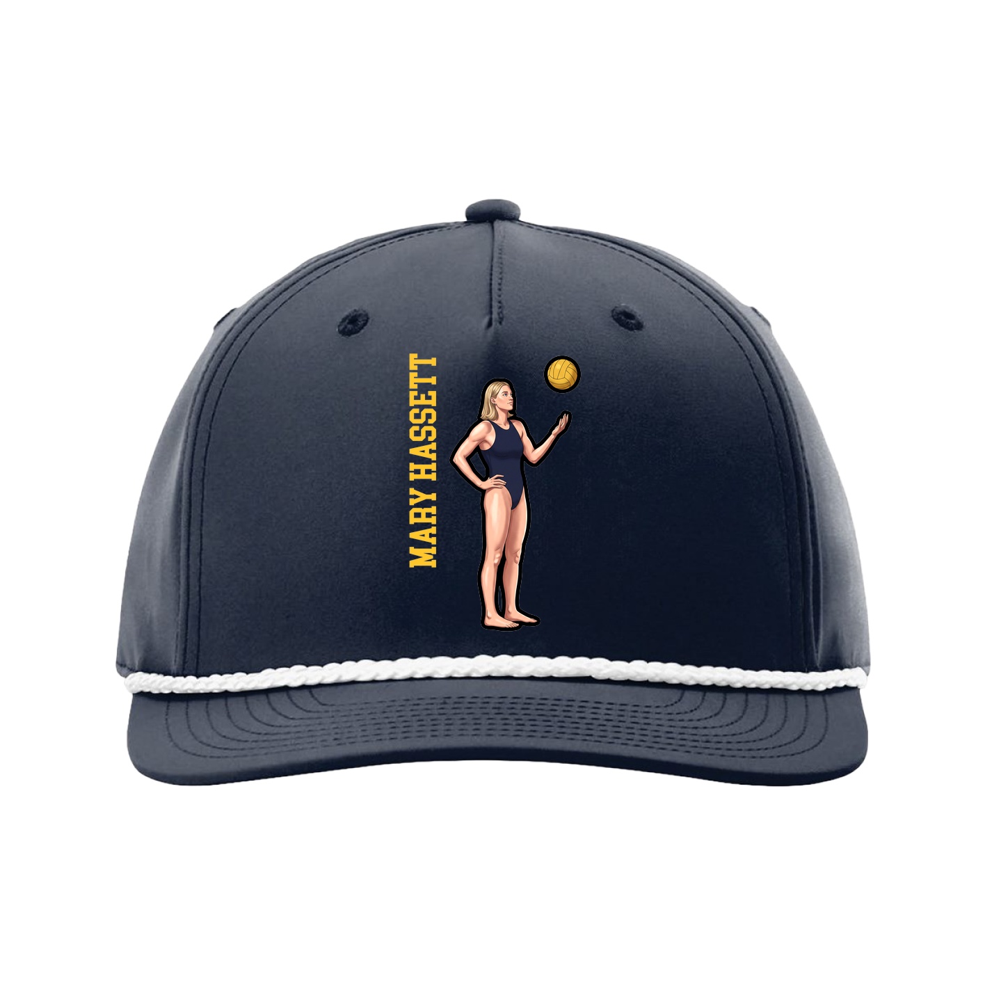 Five-Panel Classic Rope Cap — Name Vertical in Navy