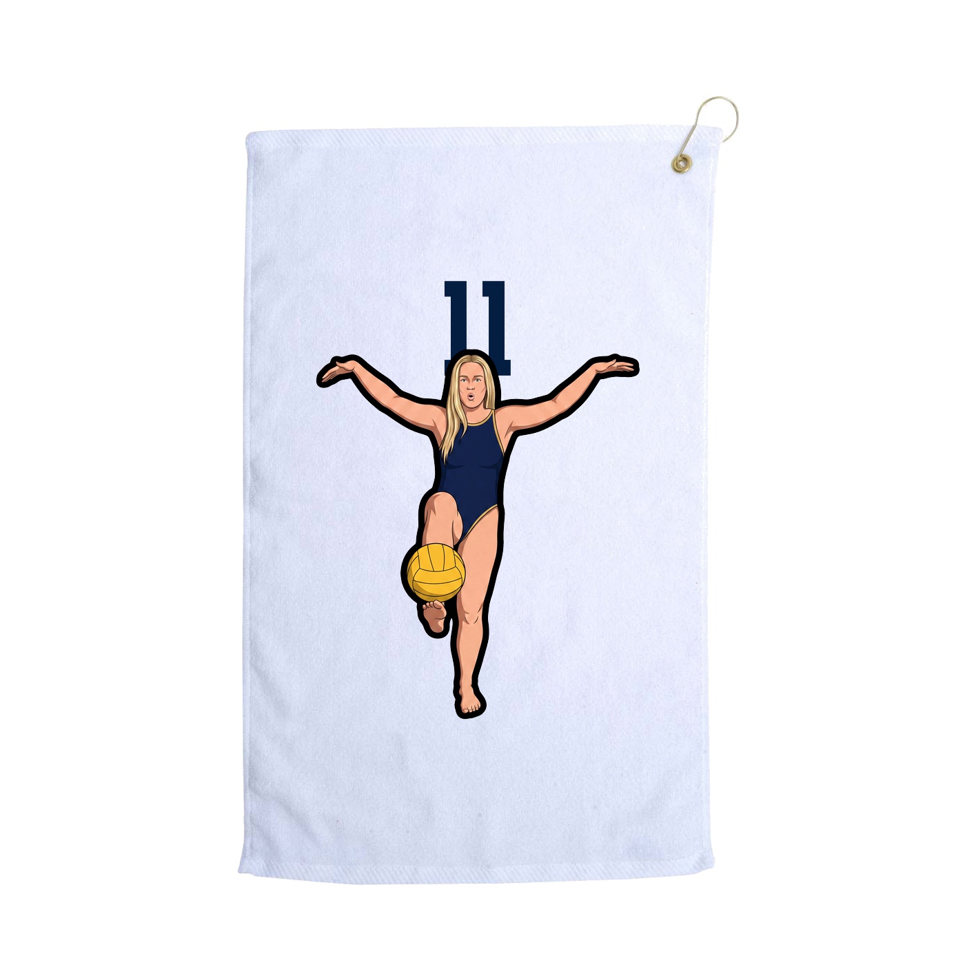 Golf Towel — Number Top in White