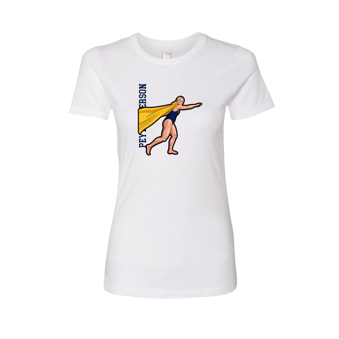 Fitted Women's Tee — Name Vertical in White