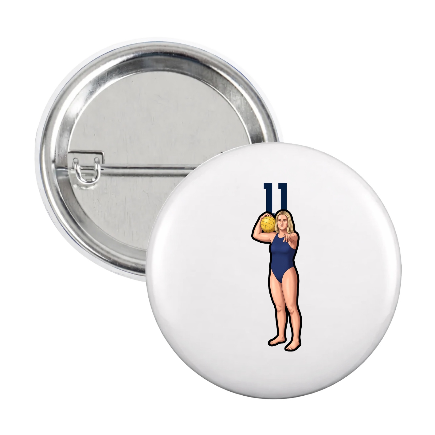 Game Day Button — Number Top in White