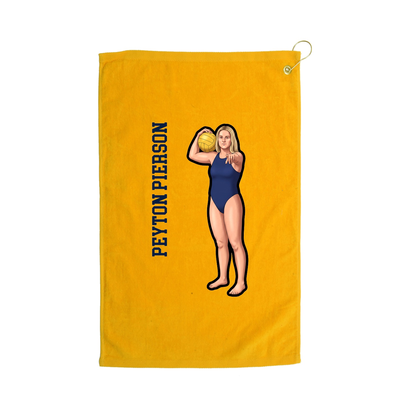 Golf Towel — Name Vertical in Gold