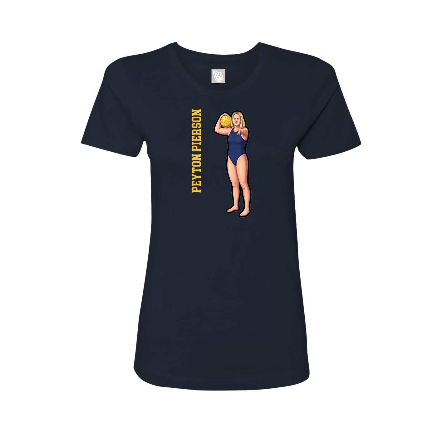 Fitted Women's Tee — Name Vertical in Navy