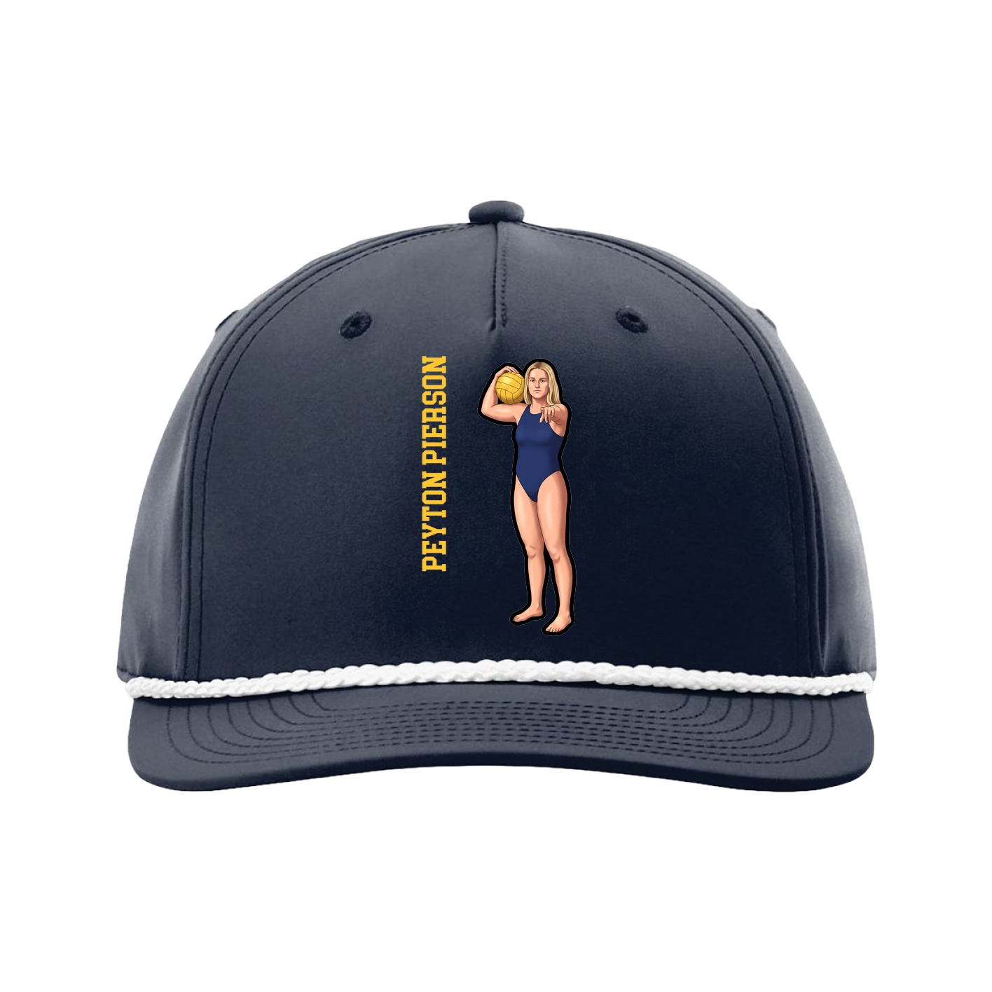 Five-Panel Classic Rope Cap — Name Vertical in Navy