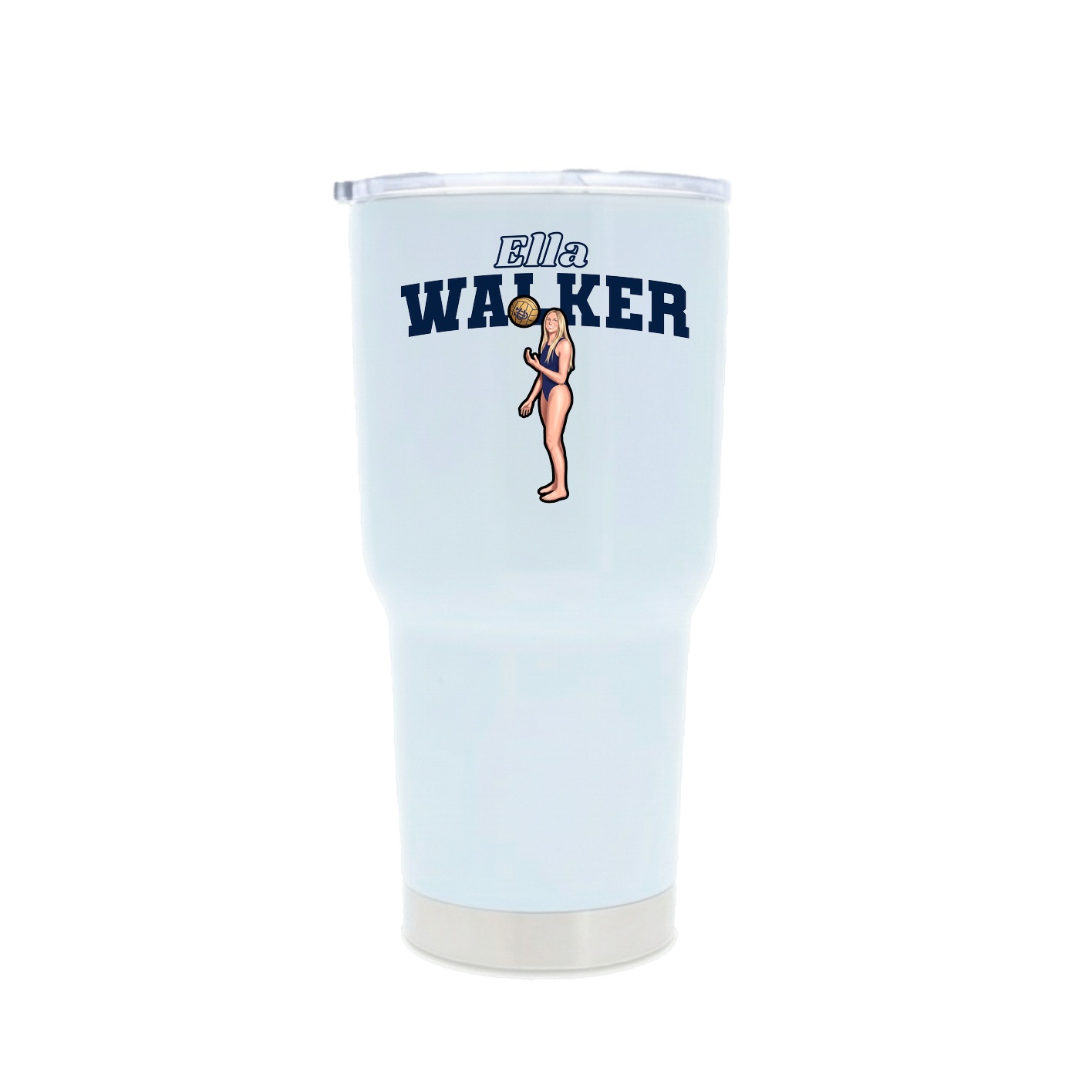 30oz Stainless Steel Tumbler — Name Arch in White