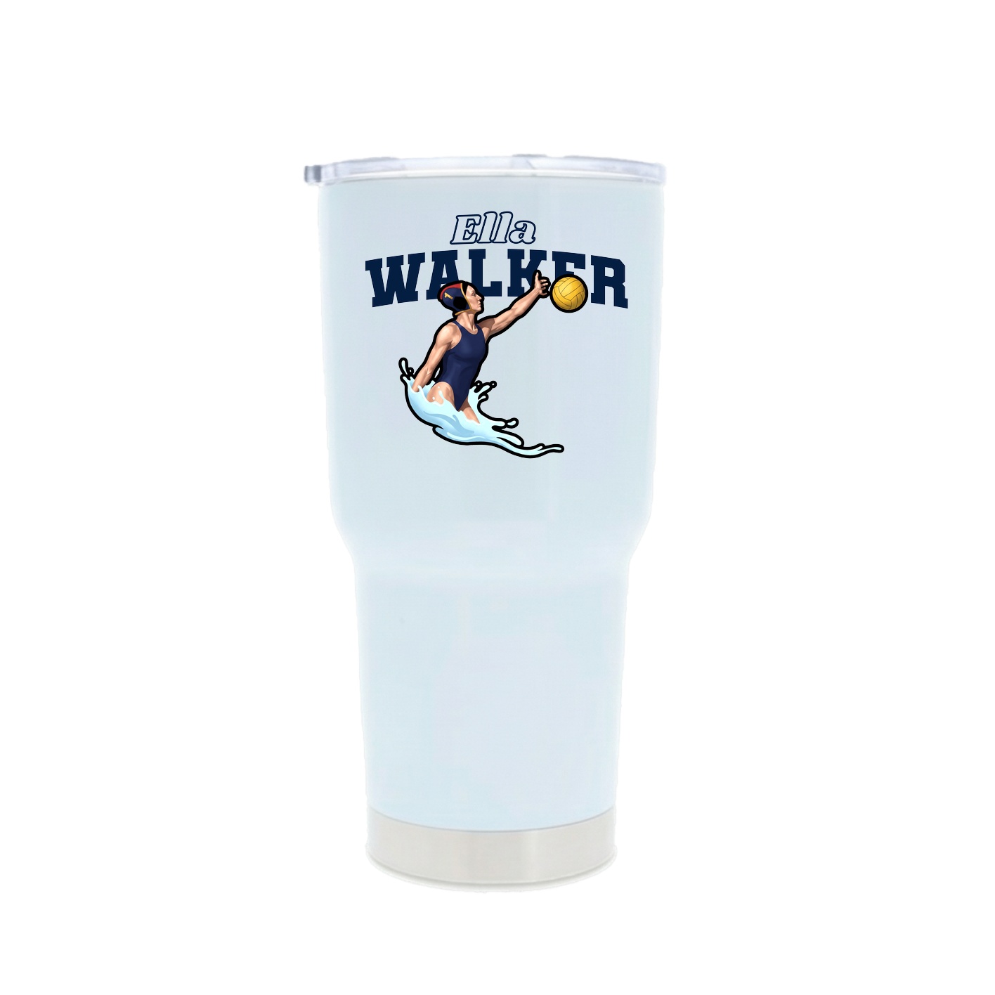 30oz Stainless Steel Tumbler — Name Arch in White