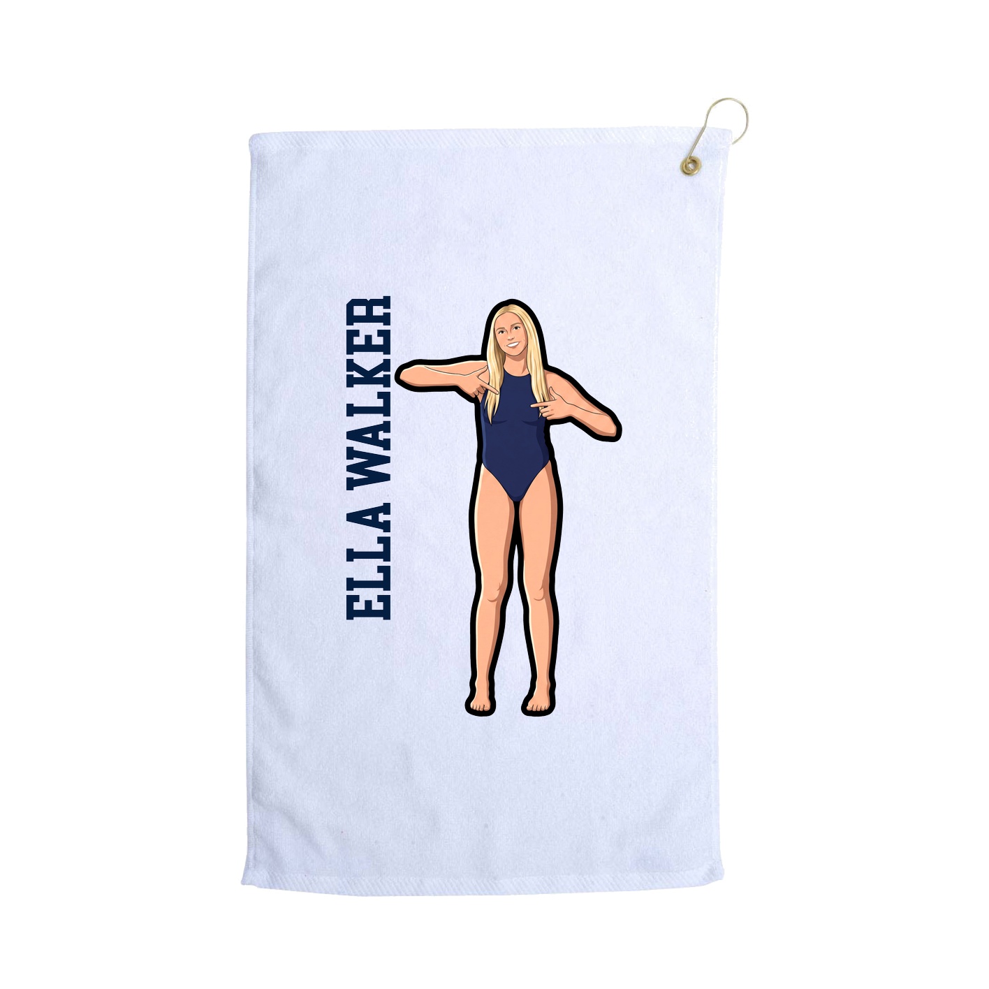 Golf Towel — Name Vertical in White