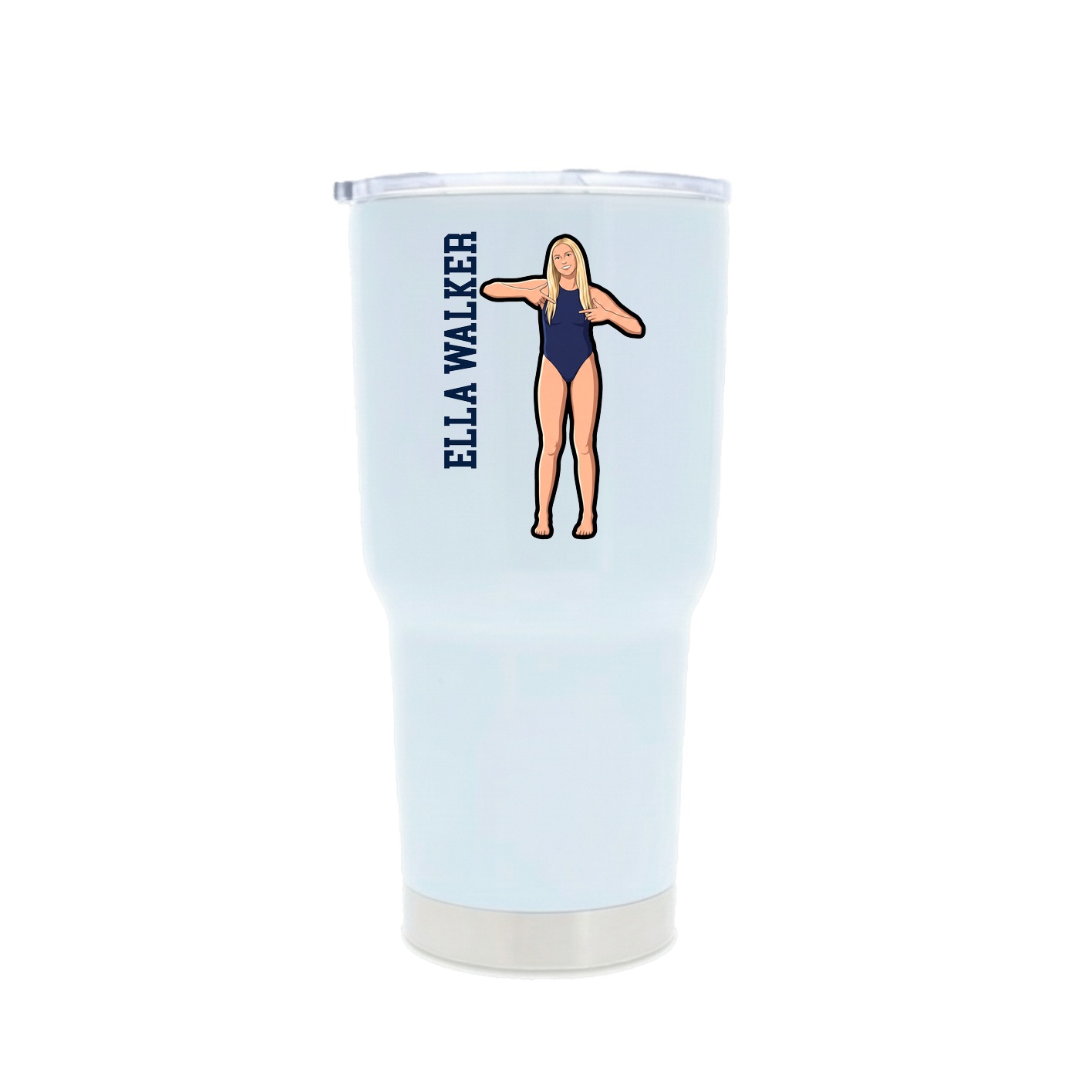 30oz Stainless Steel Tumbler — Name Vertical in White