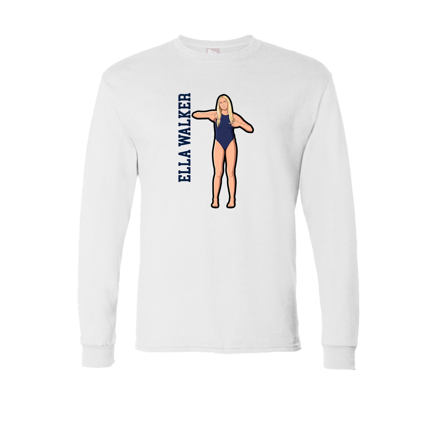 Long Sleeve Tee — Name Vertical in White