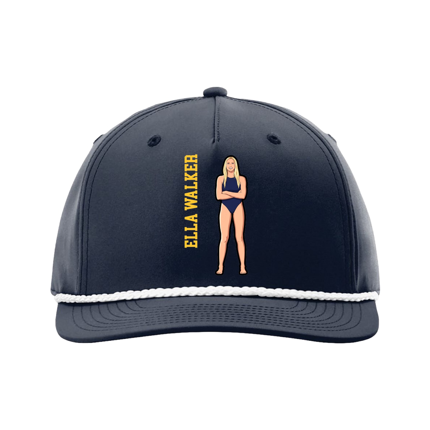 Five-Panel Classic Rope Cap — Name Vertical in Navy
