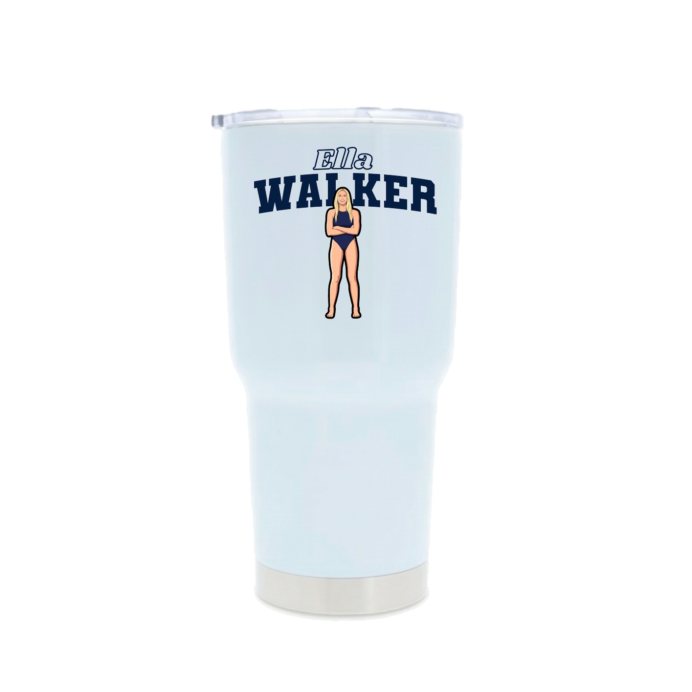 30oz Stainless Steel Tumbler — Name Arch in White