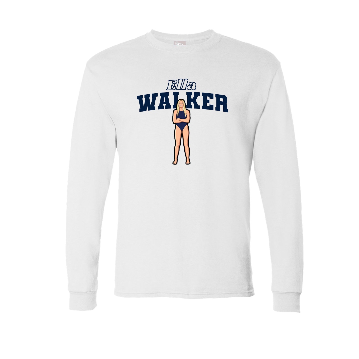 Long Sleeve Tee — Name Arch in White