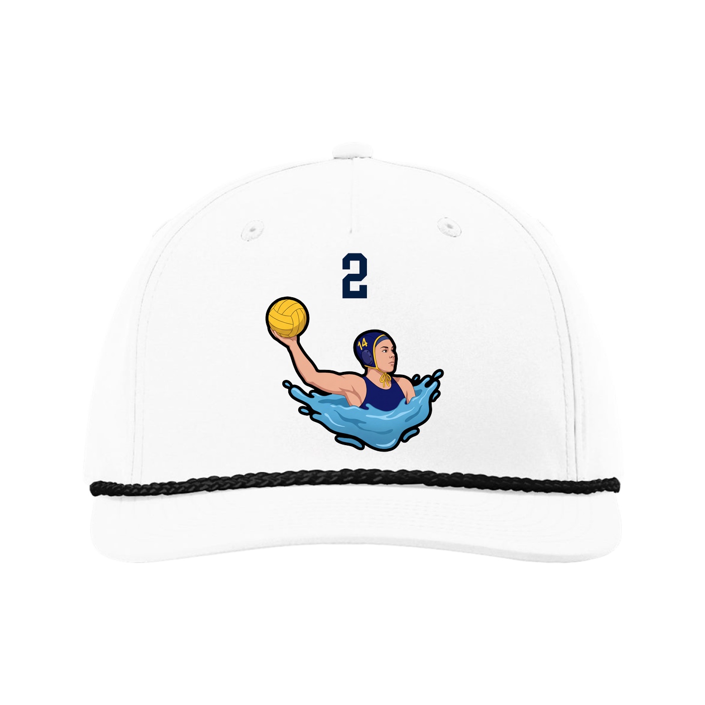 Five-Panel Classic Rope Cap — Number Top in White