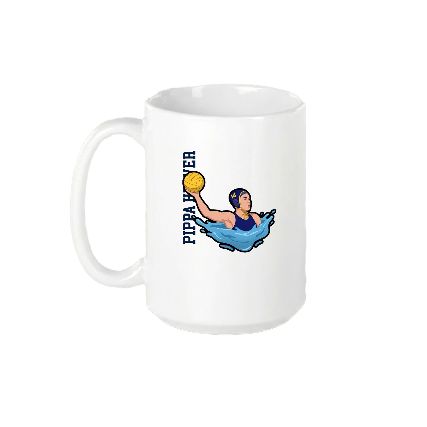15oz Coffee Mug — Name Vertical in White