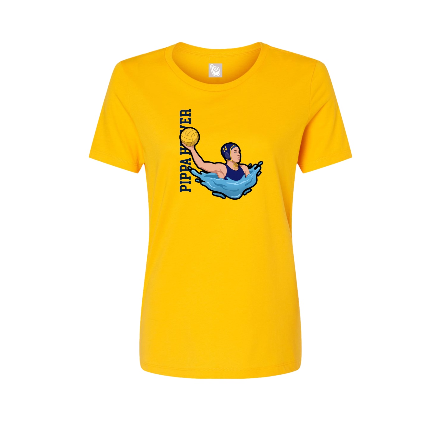 Fitted Women's Tee — Name Vertical in Gold