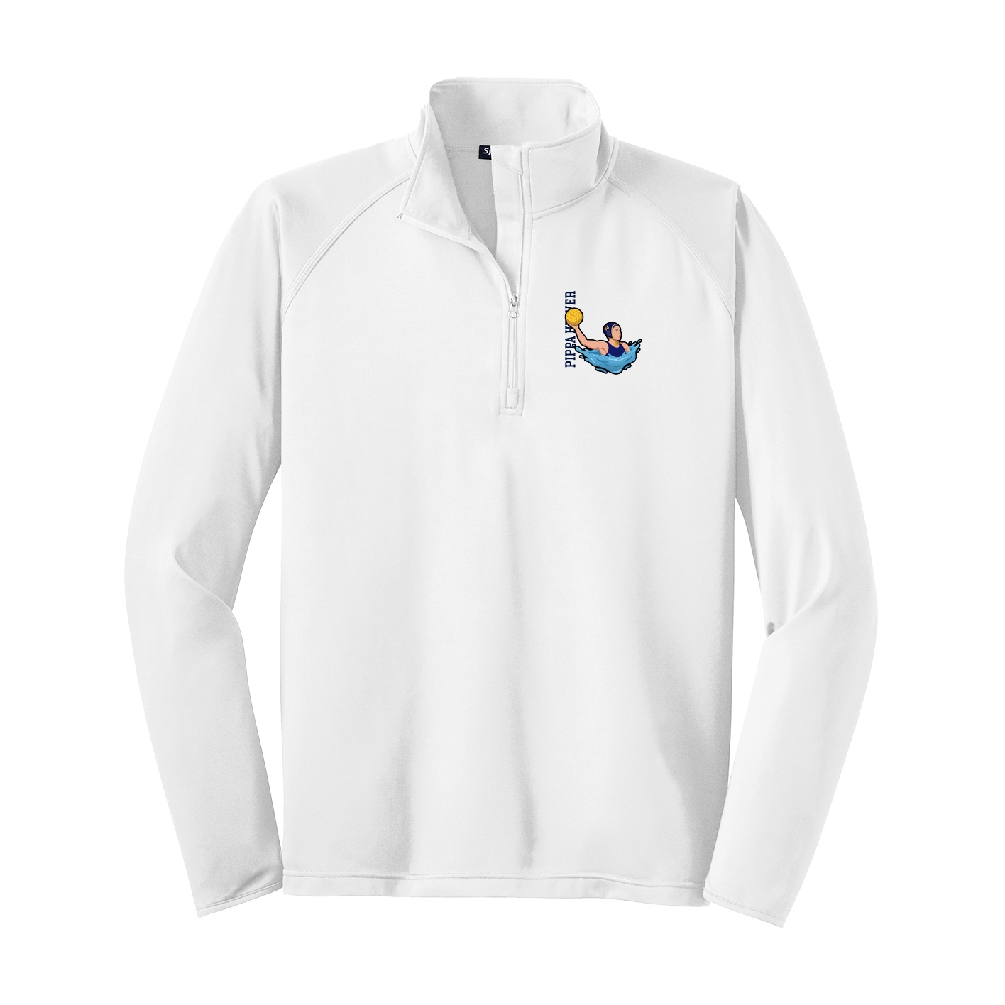 Q-Zip Pullover — Name Vertical in White