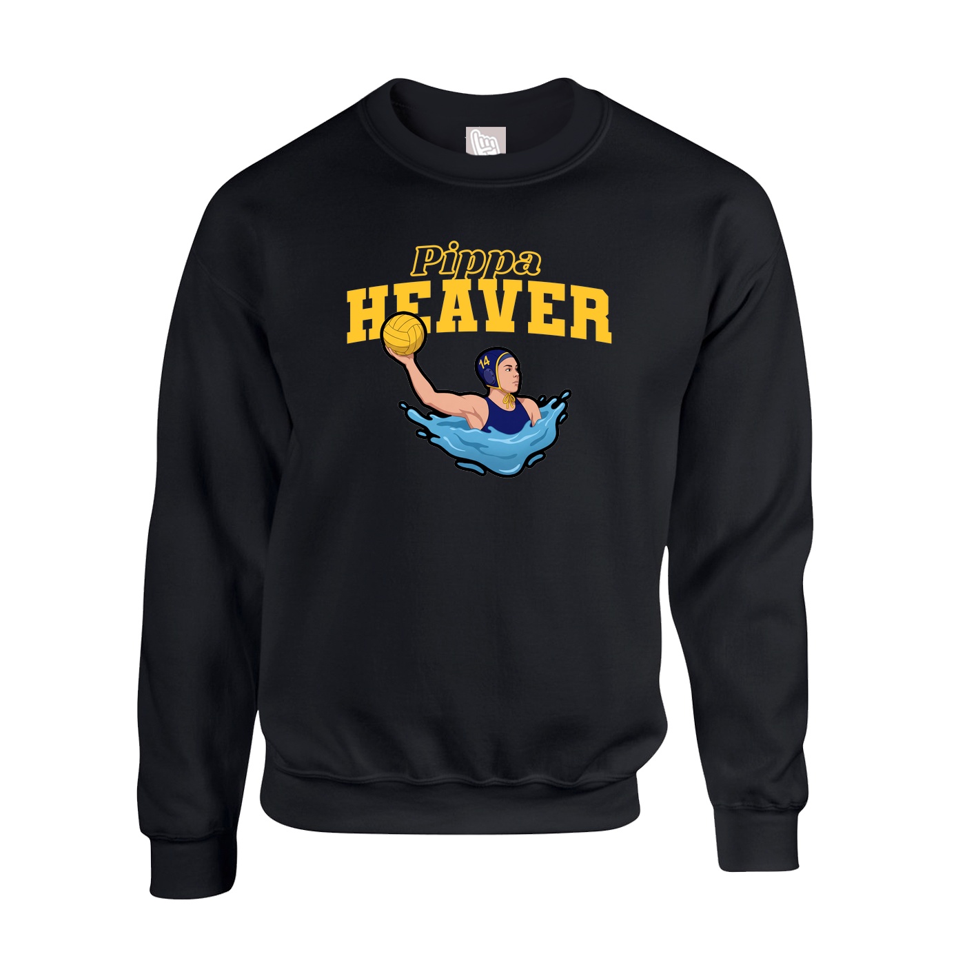 Fleece Crew — Name Arch in Black