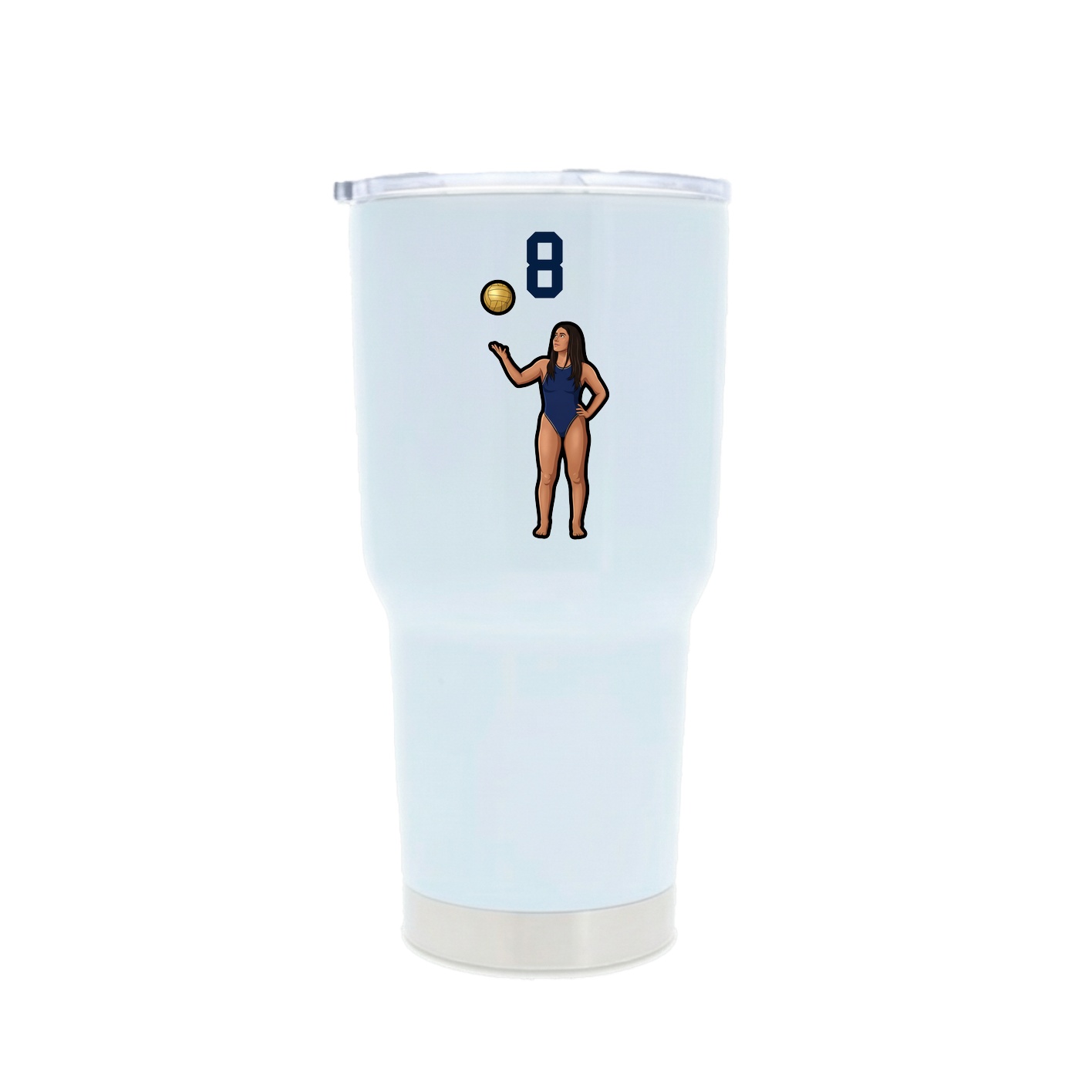 30oz Stainless Steel Tumbler — Number Top in White
