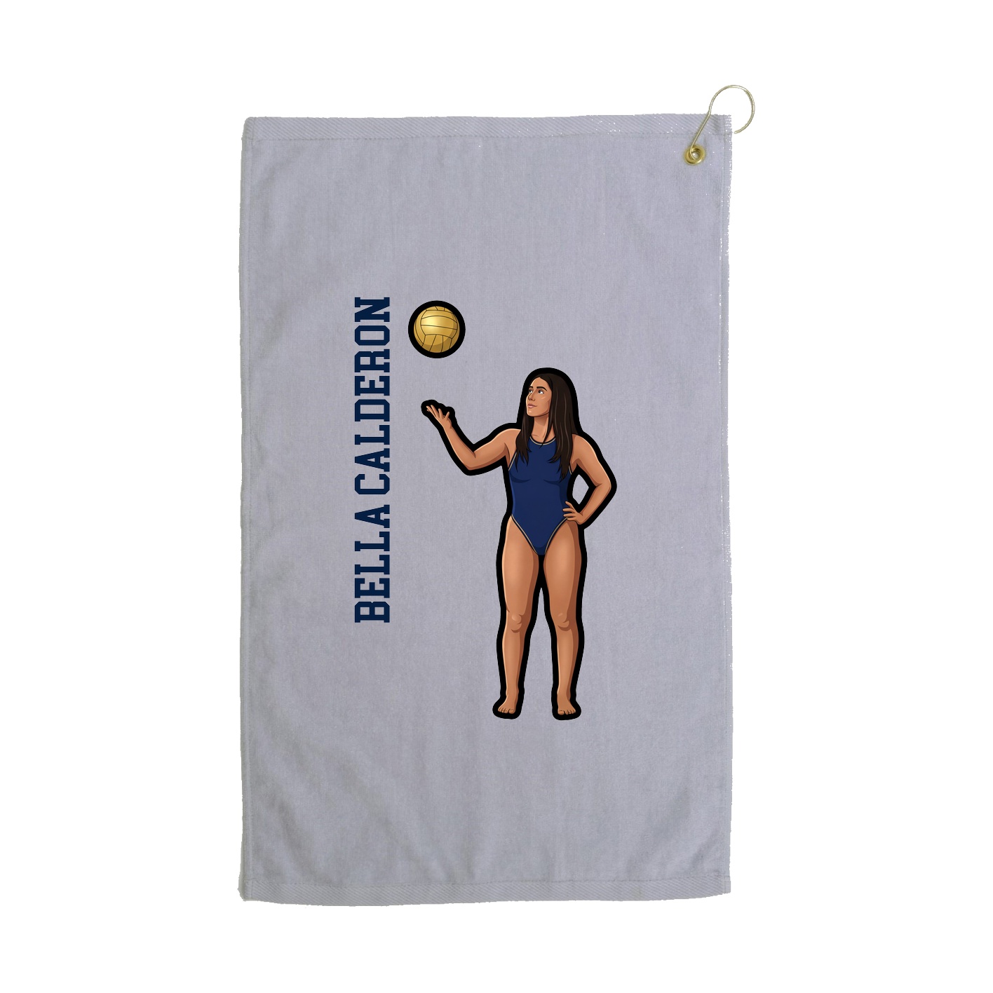 Golf Towel — Name Vertical in Grey