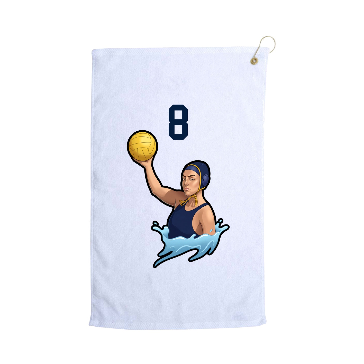 Golf Towel — Number Top in White