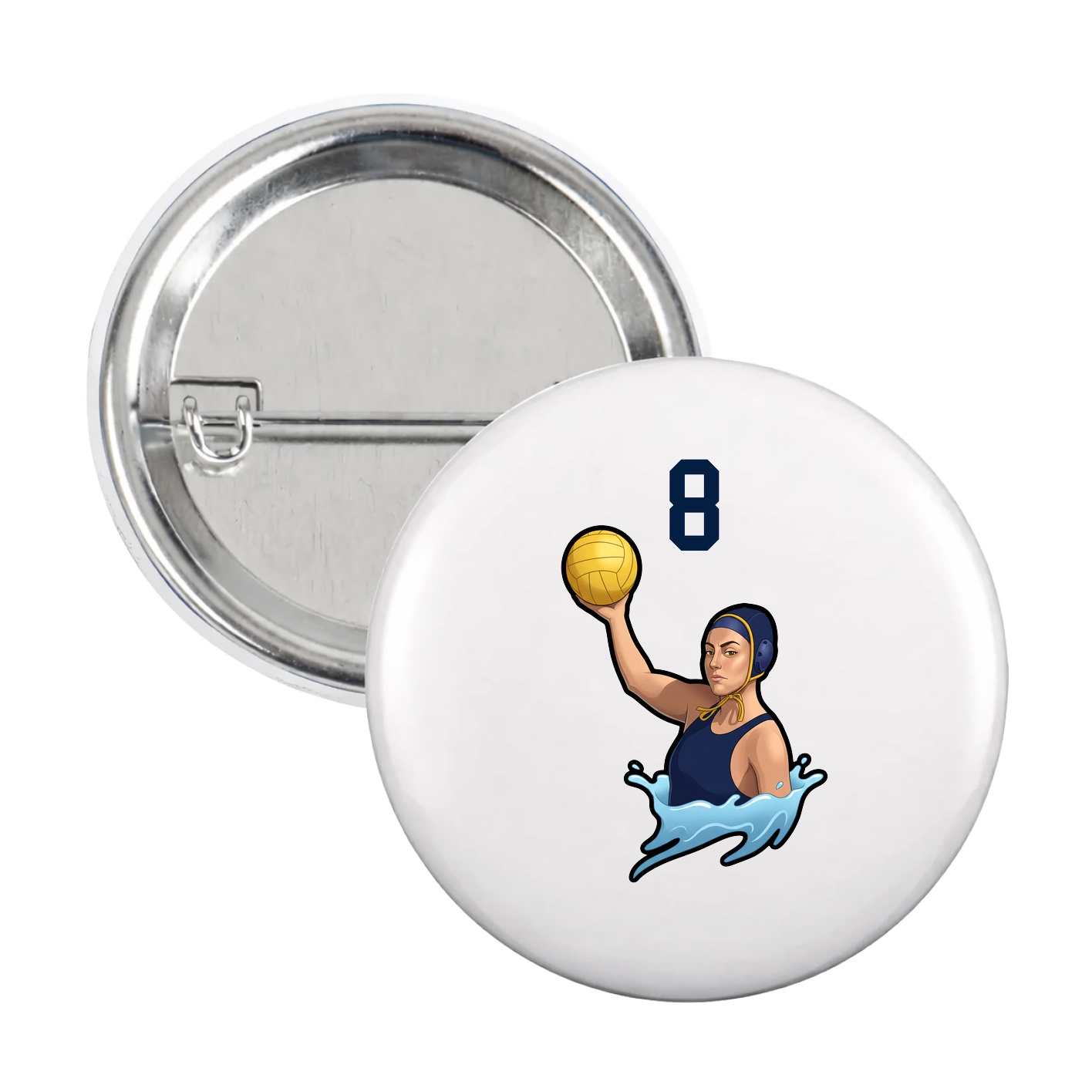 Game Day Button — Number Top in White