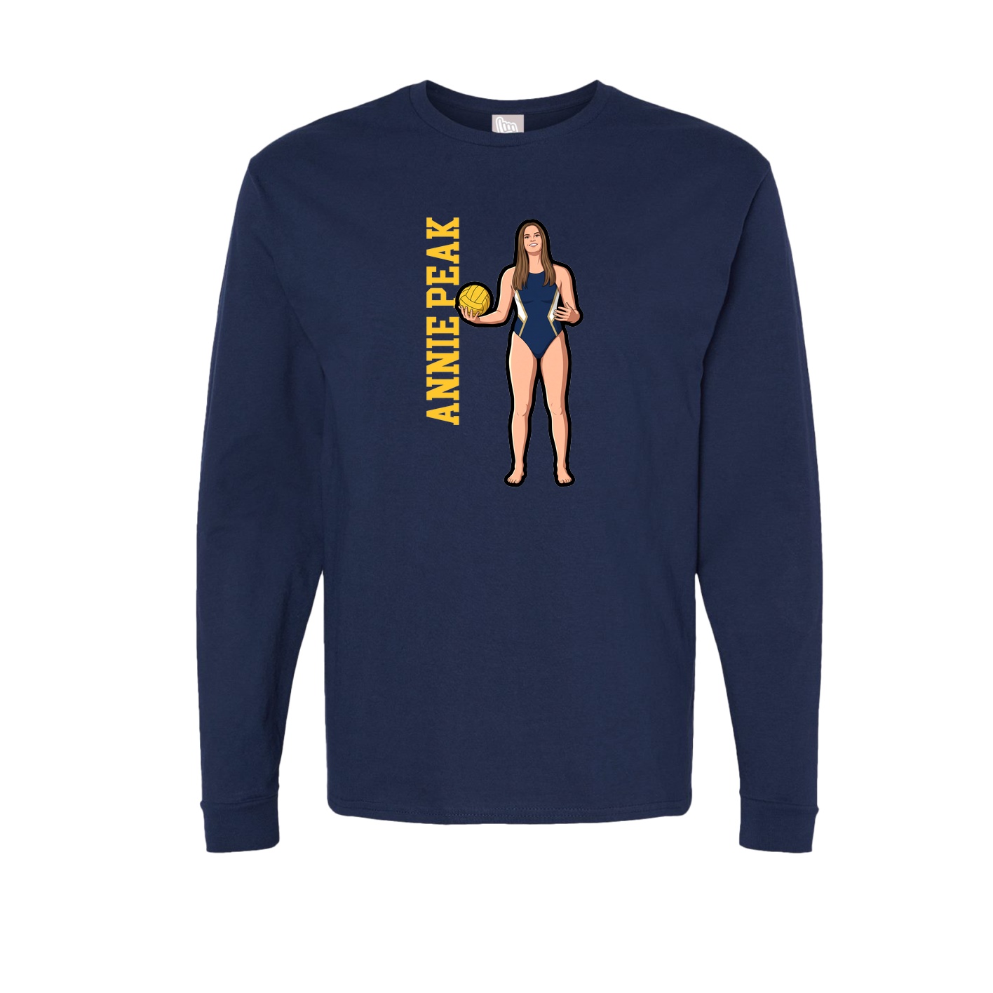 Long Sleeve Tee — Name Vertical in Navy