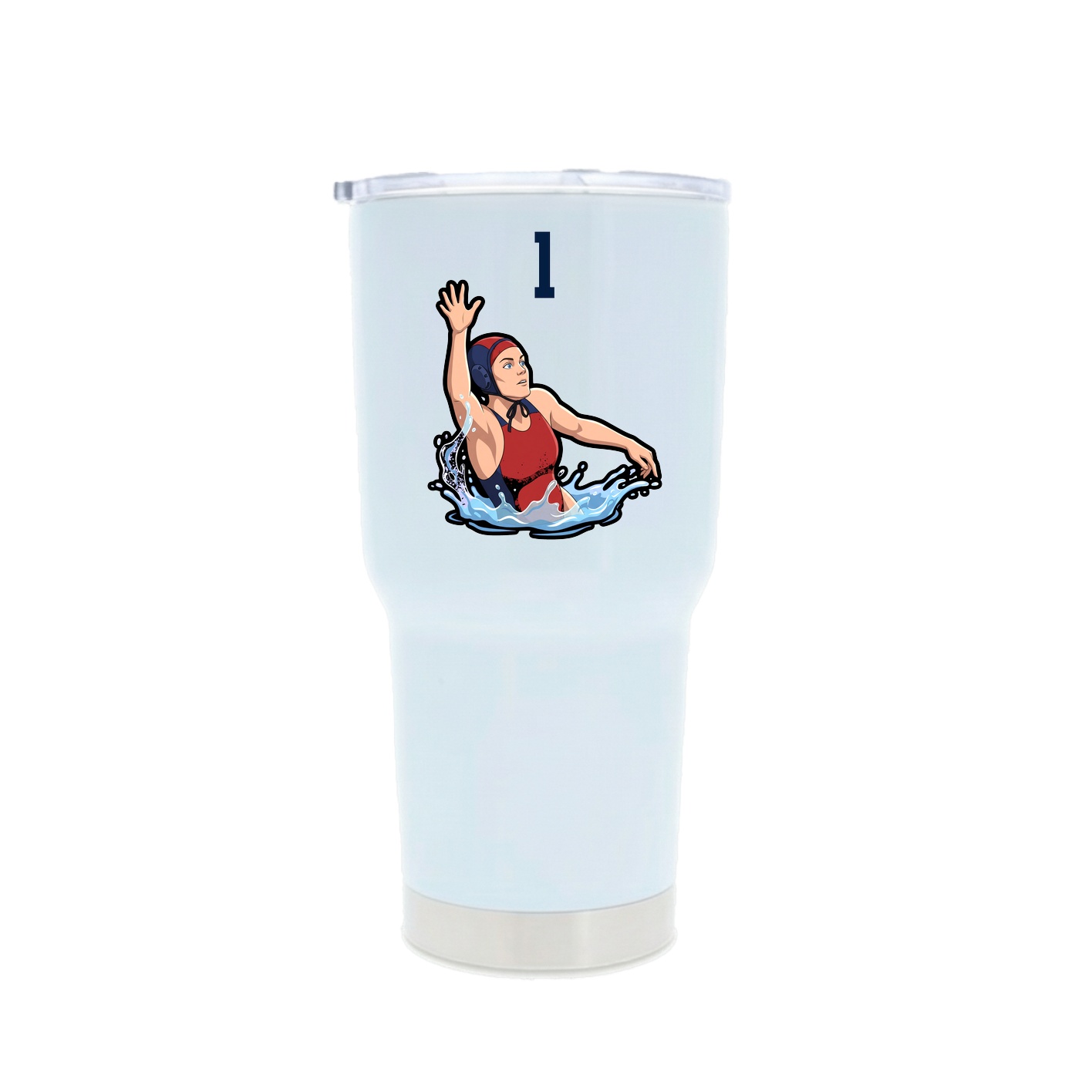 30oz Stainless Steel Tumbler — Number Top in White
