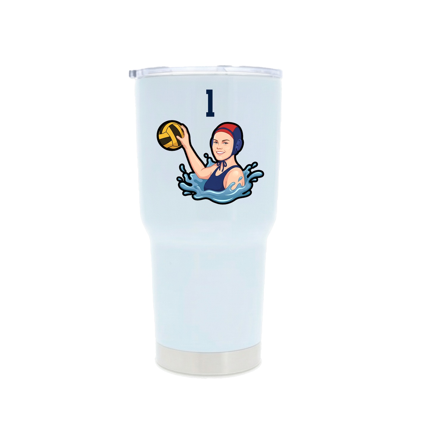 30oz Stainless Steel Tumbler — Number Top in White