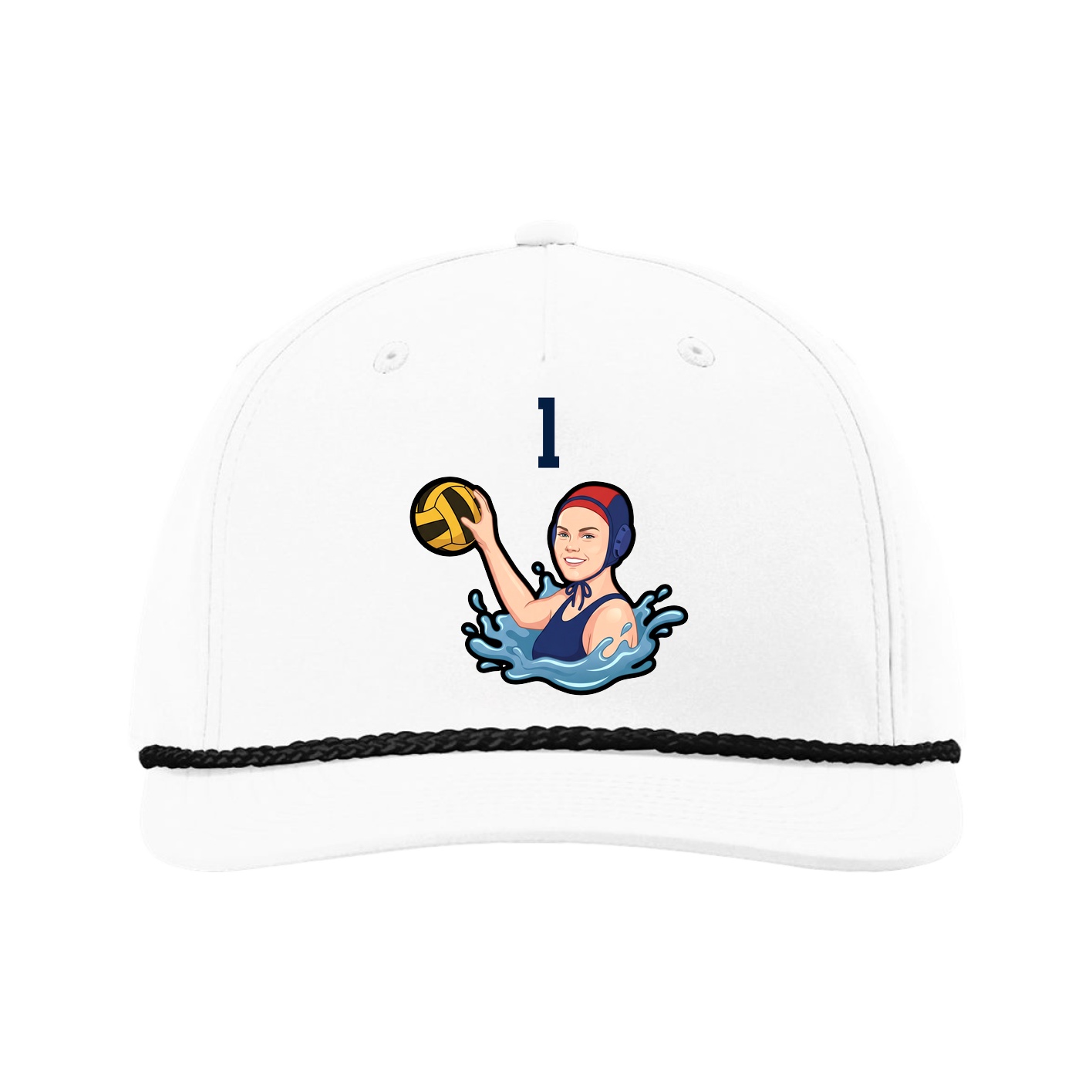 Five-Panel Classic Rope Cap — Number Top in White