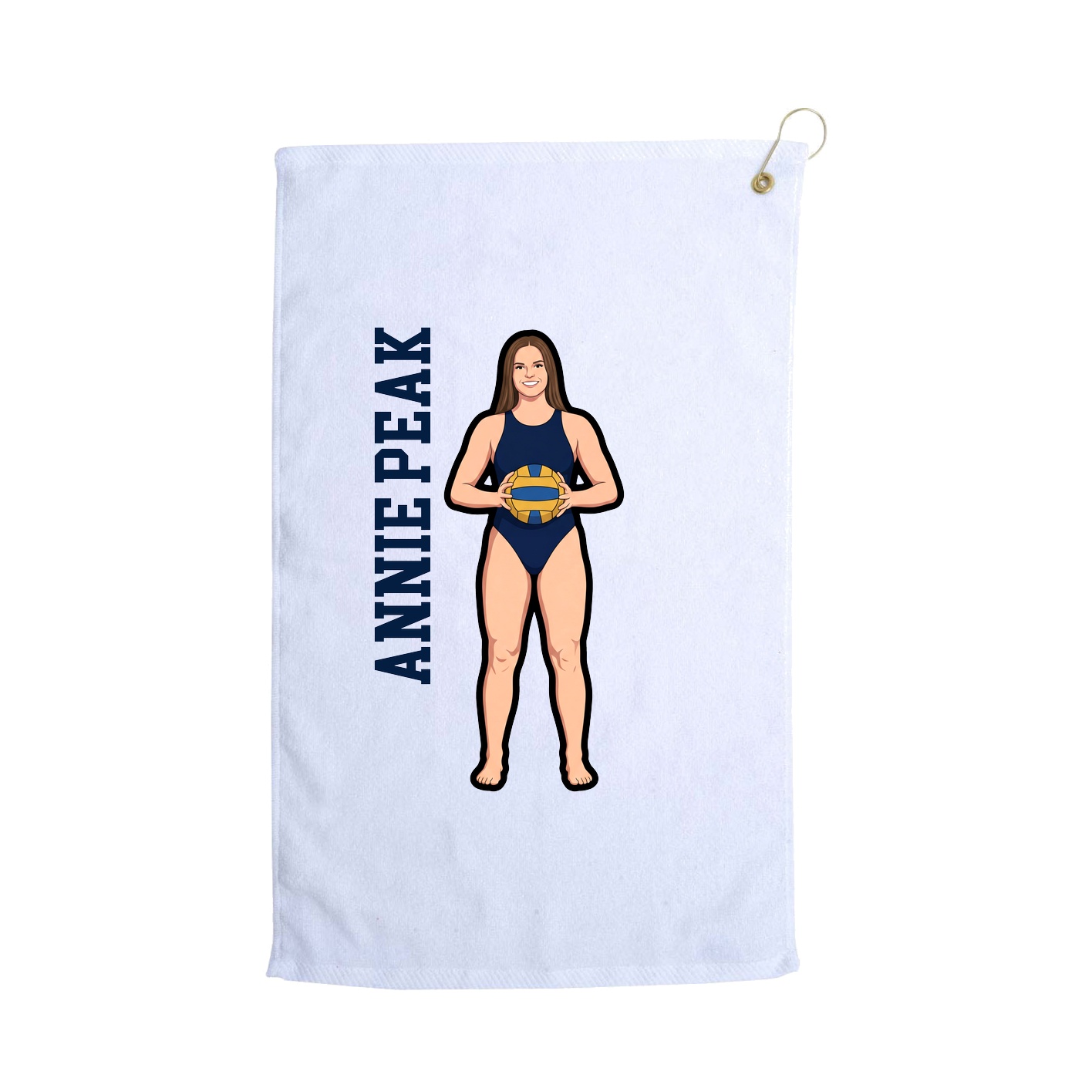 Golf Towel — Name Vertical in White