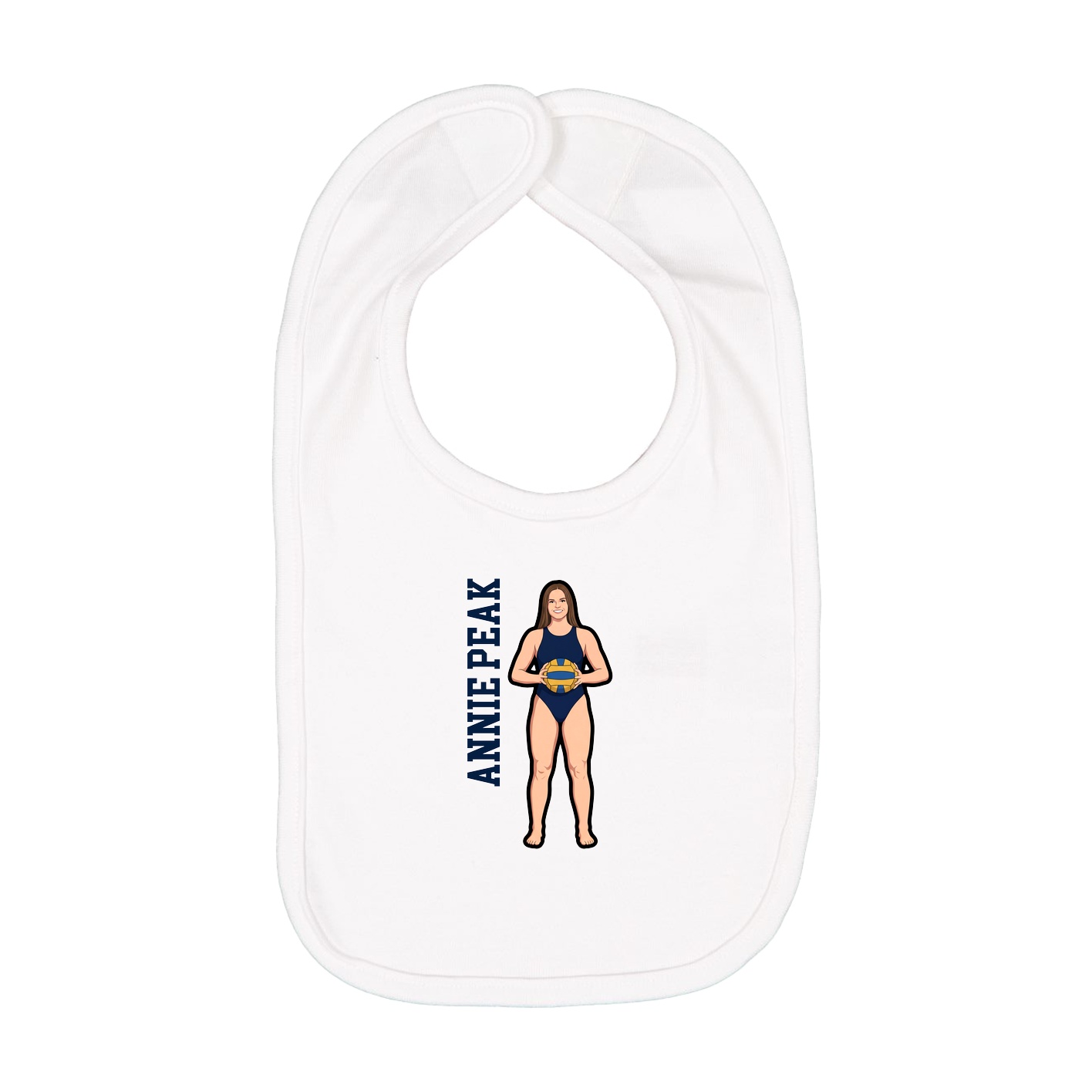 Infant Bib — Name Vertical in White