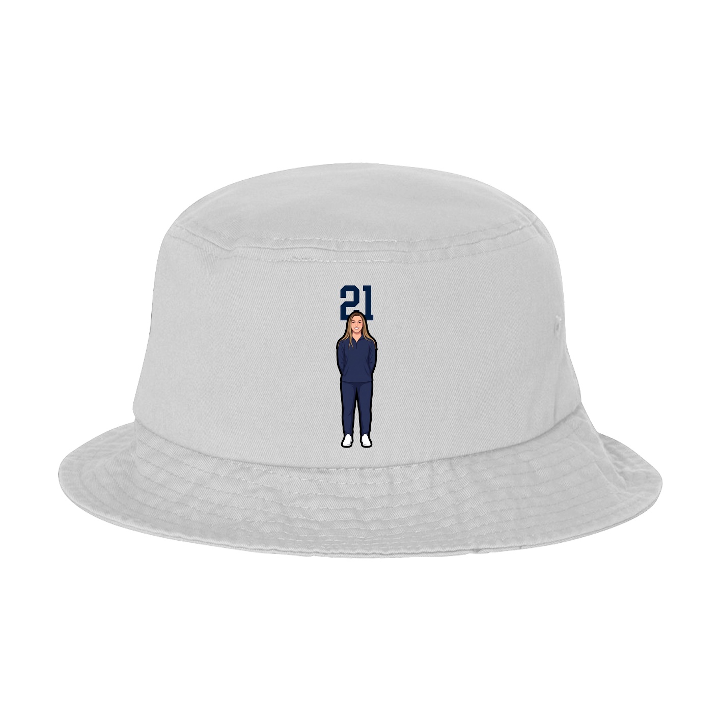 Bucket Cap — Number Top in White
