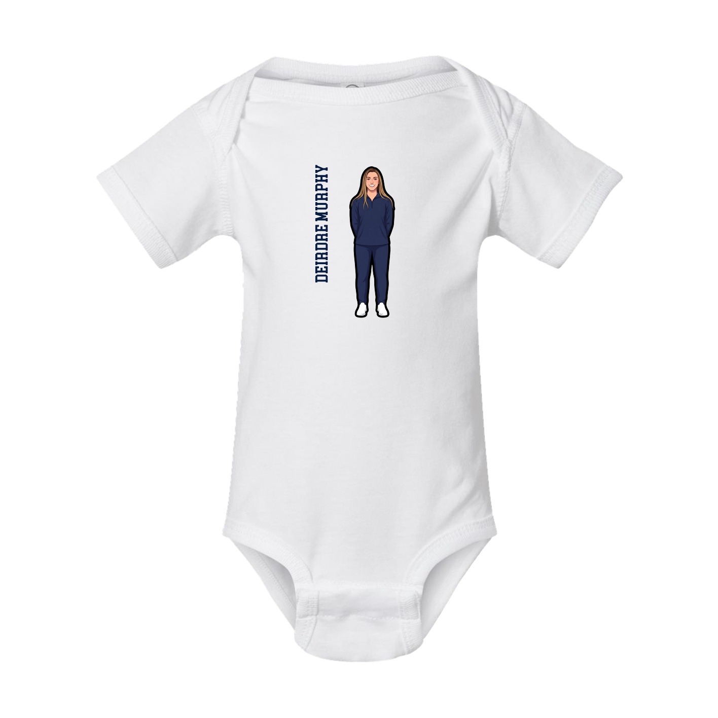 Baby Onesie — Name Vertical in White