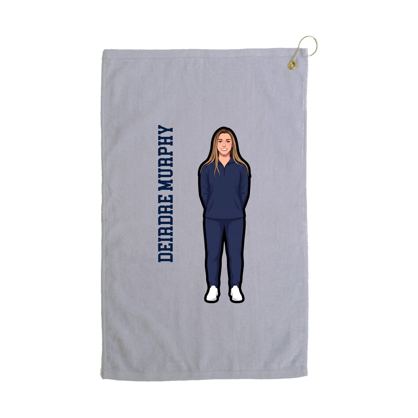 Golf Towel — Name Vertical in Grey