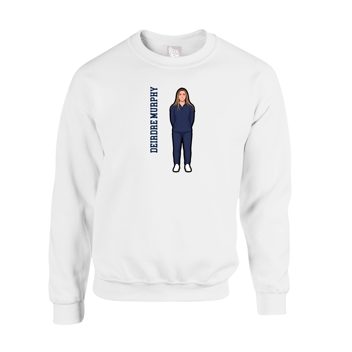 Fleece Crew — Name Vertical in White