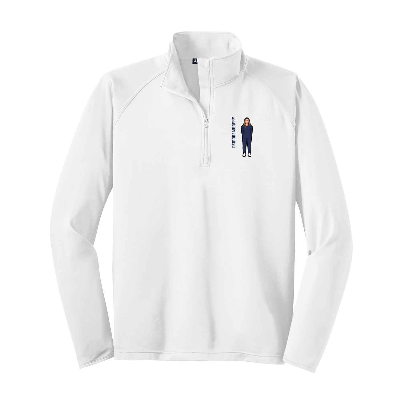 Q-Zip Pullover — Name Vertical in White